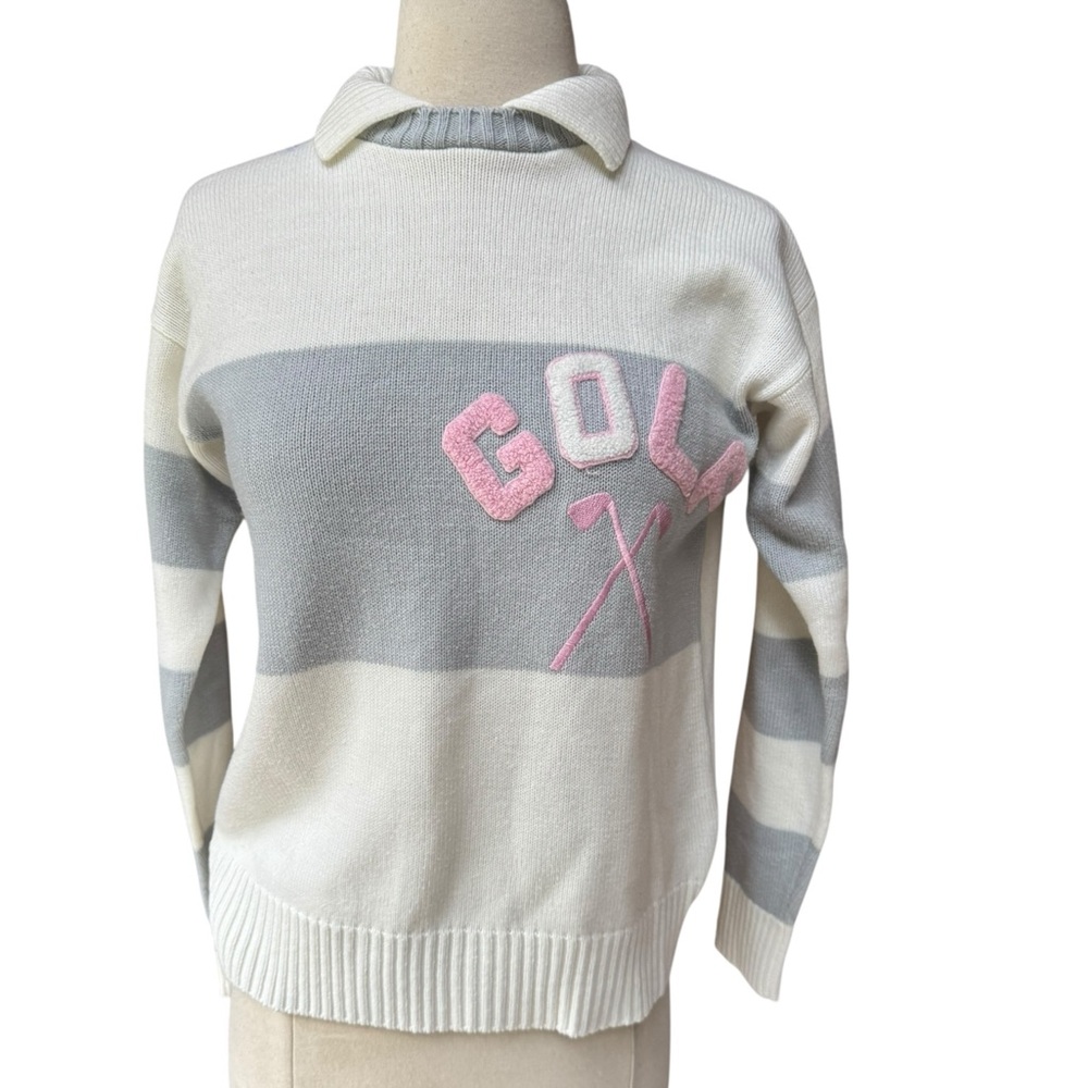 1970s/80s Quantum! Sportswear Colorblock/Striped‎ “GOLF” Preppy Style Sweater
